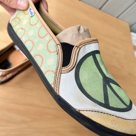 Keds Custom Peace Sign Slip-On Shoes Size 8.5 Colorful Canvas Retro Y2K Style - Picture 14 of 14
